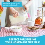 2 Pack 1/2 Gallon Glass Milk Bottles with Airtight Screw Lid & Handle & 2 Spouts - Heavy Duty Glass Water Bottles - Breastmilk Jug Pitcher with Scale Lines, Milk Container for Refrigerator Storage - Image 3