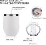 EXYLANOR Personalized Wine Tumblers with Photo Text Logo Name Customized Stainless Steel Insulated Coffee Mugs for Hot & Cold Drinks Gift for Men Women 12 OZ, 1 PC, Blank White - Image 4