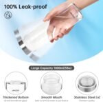 LETREEN Glass Water Bottle 32 oz, Borosilicate Wide Mouth Glass Water Bottle with Neoprene Sleeve, BPA-Free Leak Proof Reusable for Hot Cold Drinks, Work, Gym, Home, Dark Gray - Image 3