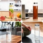 LETREEN Glass Water Bottle 32 oz, Borosilicate Wide Mouth Glass Water Bottle with Neoprene Sleeve, BPA-Free Leak Proof Reusable for Hot Cold Drinks, Work, Gym, Home, Dark Gray - Image 6