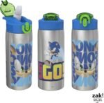 Zak Designs Sonic the Hedgehog Water Bottle for Travel and At Home, 19 oz Vacuum Insulated Stainless Steel with Locking Spout Cover, Built-In Carrying Loop, Leak-Proof Design (Sonic) - Image 5