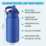OLDLEY kids Water Bottle - 18oz Insulated Stainless Steel - Wide Straw Lid, Non Spill, Leakproof, Kids Water Bottle for School,Blue - Image 4