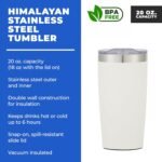 Gifts by Design 12 Ct of 20 Oz Two-Tone Himalayan Stainless Steel Tumbler with Lid – White – Customizable Insulated Cups for Water, Coffee, Hot & Iced Drinks – Great for DIY, Events, Work - Image 3