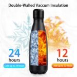Insulated Water Bottle, 12oz Stainless Steel Water Bottles with straw lid, Metal Sports Water Bottles for Boys,Girls, Double Wall Vacuum BPA-Free Flask for School, Sports & Travel-Black - Image 3