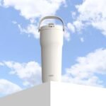 Zak Designs Sutton Travel Tumbler for On the Go, 30oz Stainless Steel with Vacuum Insulation, Straw Spout, Carry Handle for Cold Drinks (Cream White) - Image 6