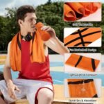 Olgaa 24 Pcs Sport Party Favors 12 Pcs Reusable Basketball Water Bottle Bulk 20 oz 12 Pcs Soft Cooling Towels Sports Accessories for Party Favor Players Lovers Team Gifts (Basketball) - Image 3