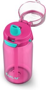 Zulu Kids Flex 16oz Tritan Plastic Water Bottle with Silicone Spout, Leak-Proof Locking Flip Lid and Soft Touch Carry Loop for School Backpack, Lunchbox, and Outdoor Sports, Pink - Image 3