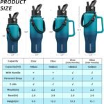 BJPKPK Insulated Water Bottles with Straw Lid, 40oz Metal Water Bottle with 2 lids & Paracord Strap, Double Wall Stainless Steel Tumbler with Handle, Reusable Cups, Mugs, Thermo, Sea - Image 4