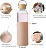 wangsdjy 34oz Glass Water Bottles with Silicone Sleeve, BPA Free Water Bottle Glass with Leak-Proof Lid, Reusable Water Bottle for Hot & Cold, Ideal for Hiking Travel Gym office (Pink) - Image 3