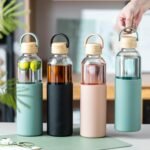 wangsdjy 34oz Glass Water Bottles with Silicone Sleeve, BPA Free Water Bottle Glass with Leak-Proof Lid, Reusable Water Bottle for Hot & Cold, Ideal for Hiking Travel Gym office (Pink) - Image 4