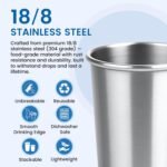 Cafezi 8 oz Stainless Steel Cups 4 Pack, Stackable Metal Drinking Glasses, Unbreakable & Shatterproof Mini Tumblers, BPA Free for Home, Bar, Restaurant, Party, Travel, Camping, Outdoors - Image 3