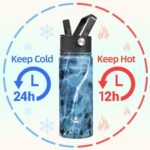 Konokyo 18 oz Insulated Water Bottle Stainless Steel Sport Bottles with 3 Lids,Marble Ocean - Image 3