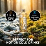 Mont-Clair Kristal Borosilicate Glass Water Bottle 550ml with Neoprene Sleeve - Leak Proof + BPA Free - Hot & Cold Drinks - Ideal for Adult, Kids, Travel, Sports, Gym, Running - Black - Image 9