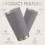 SANDJEST Gray Tumbler 20oz Stainless Steel Double Wall Vacuum Insulated, Travel Coffee Cup, Gifts for Men Women Birthday Christmas - Image 3