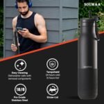 Insulated Stainless Steel Water Bottles with Straw, Wall Vacuum Insulated Water Bottle with Straw for Gym Traveling Camping Hiking Outdoor Activity(2 Cleaning Brushes+1 Carabiner, 26 oz Black) - Image 6