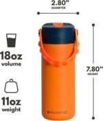 Elemental Insulated Kids Water Bottle, Stainless Steel Water Bottle with Straw Lid & Pop-It Handle, Leak-Proof Water Bottles for School, Boys or Girls, Travelling and Sports, 18oz - Orange Tie Dye - Image 3