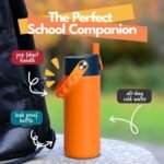 Elemental Insulated Kids Water Bottle, Stainless Steel Water Bottle with Straw Lid & Pop-It Handle, Leak-Proof Water Bottles for School, Boys or Girls, Travelling and Sports, 18oz - Orange Tie Dye - Image 5