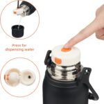 Insulated Water Bottle with Handle and Strap,Vacuum Travel Tumbler with Cup Lid,Thermo Coffee Cup for Hot Cold Drinks 27 OZ,Black - Image 5