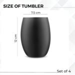 AVADOR Handcrafted Set of 4 Stainless Steel Shatterproof Glass Drinkware Tumbler Hammered Finish 16 Oz. each for Water | Wine | Moscow Mules | Stemless Wine Glass (Black Finish) - Image 3