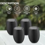 AVADOR Handcrafted Set of 4 Stainless Steel Shatterproof Glass Drinkware Tumbler Hammered Finish 16 Oz. each for Water | Wine | Moscow Mules | Stemless Wine Glass (Black Finish) - Image 5