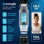 ENERGILZ Hydrogen Water Bottle | Large 16.2 oz (480 ml) Hydrogen Water Bottle Generator 3000ppb | Hydrogenator Machine | SPE/PEM Hydrogenated Ionizer Generator (Black w/Gray) - Image 3