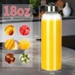 Jazb Glass Juice Bottles with Lids18 oz, Reusable Glass Water Bottles with Leakproof Cap for Juicing, Juice Glass Bottle Set of 8 - Image 3