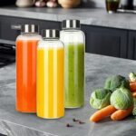 Jazb Glass Juice Bottles with Lids18 oz, Reusable Glass Water Bottles with Leakproof Cap for Juicing, Juice Glass Bottle Set of 8 - Image 4