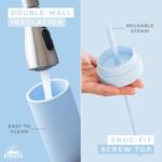 STRATA CUPS Multicolor Skinny Tumblers with Lids and Straws (12 pack) - 16oz Double Wall Acrylic Tumbler, Tall Matte Skinny Tumblers, Bulk with Free Straw Cleaner, Reusable Cups - Image 4