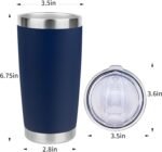 Zynkify 20oz Stainless Steel Tumbler with Lid, Travel Mug - Double Wall Vacuum Powder Coated Cup - Navy Blue, 1 Pack - Image 3