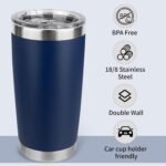 Zynkify 20oz Stainless Steel Tumbler with Lid, Travel Mug - Double Wall Vacuum Powder Coated Cup - Navy Blue, 1 Pack - Image 5