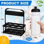Suclain 7 Pcs Water Bottle Carrier with 20 Oz Bottles and Stickers Plastic Wide Mouth Sports Water Bottle Squeeze Team Bottles with Black Lid for Fitness Bike Gym (White) - Image 3