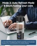 Hydrogen Water Bottle - 5000 PPB in 8 Minutes, Cyclic Mode for 8 Hours, Self Clean, Aluminum & Glass, 360ml Capacity, for Travel, Sports, Office, Home (Black, 12Oz) - Image 6