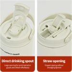 ANEWSIR Water Bottle 24 Oz/Stainless Steel Tumbler with Straw - Vacuum Insulated Water Bottle for Home, Office or Car Reusable Cup With straw，Cold for 12 Hrs or Iced for 24 Hrs(White) - Image 3