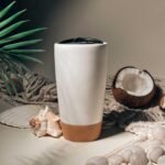 Mora Double Wall Ceramic Coffee Travel Mug with Lid, 14 oz, Portable, Microwave, Dishwasher Safe, Insulated Reusable Tall Cup, Splash Resistant Lid - To Go Tumbler for Car Cup Holder, Cotton White - Image 6