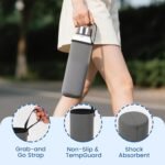 AuroTrends 32 oz Borosilicate Glass Water Bottle with Sleeve, 1 Liter Glass Water Bottle, Leak-Proof & Thermal Shock Resistant Ideal for Gym/Office/Travel, Neoprene Sleeve & Gift Box Included - Image 4