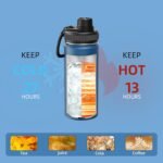 SASEUM Kids Sport Water Bottle 12oz Stainless Steel Double Wall Vacuum Thermal Mug with Leak Proof Spout Lids, Wide Mouth Metal Insulated Water Jug for Gym and Travel（Navy） - Image 6