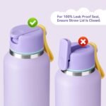 12oz Toddler Cup, Kids Water Bottle for School Boys&Girls, 304 Stainless Steel Insulated Water Bottle with Straws, BPA-Free, Purple - Image 5