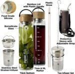 drinmoaer 32oz Fruit Infuser Water Bottle with Bamboo Lid and Neoprene Case | Cold Brew Tea Infuser Bottle (Original) - Image 5