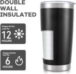 Orebigo 20 oz Tumbler with Lid Stainless Steel Double Wall Vacuum Insulated Tumblers Powder Coated Cups Travel Mug Keep Drinks Cold and Hot, Black - Image 4