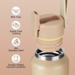12oz Kids Water Bottle for School Boys&Girls, Toddler Cup, 304 Stainless Steel Sport Insulated Water Bottle with Straws, BPA-Free, Gradient Brown - Image 3