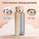 12oz Kids Water Bottle for School Boys&Girls, Toddler Cup, 304 Stainless Steel Sport Insulated Water Bottle with Straws, BPA-Free, Gradient Brown - Image 4