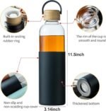 wangsdjy 34oz Glass Water Bottles with Silicone Sleeve, BPA Free Water Bottle Glass with Leak-Proof Lid, Reusable Water Bottle for Hot & Cold, Ideal for Hiking Travel Gym office (Black) - Image 3
