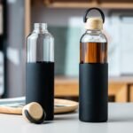 wangsdjy 34oz Glass Water Bottles with Silicone Sleeve, BPA Free Water Bottle Glass with Leak-Proof Lid, Reusable Water Bottle for Hot & Cold, Ideal for Hiking Travel Gym office (Black) - Image 6