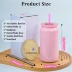 Icesip 16oz Stainless Steel Tumbler, 6 Pack Double Wall Insulated Mason Jar, Sublimation Beer Can with Lids and Straws, Iced Coffee Cups for Water Cola Coffee Soda Tea - Image 3