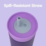 Owala Kids Insulation Stainless Steel Tumbler with Spill Resistant Flexible Straw, Easy to Clean, Kids Water Bottle, Great for Travel, Dishwasher Safe, 12 Oz, Purple (Peacock Palace) - Image 3