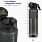 Edmyre 32oz Water Bottle with Chug Lid, Frosted & Clear Tritan BPA-Free, Leakproof, Wide Mouth, Portable Sports Water Bottle for Gym, Office, Travel, Outdoor (Black) - Image 3