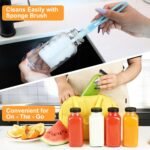 GUANENA 6 Pack Glass Drink Bottles, 12 OZ Vintage Square Water Bottles with Lids, Juice Bottles Beverages Containers for Milk, Kombucha, Smoothies - Image 4