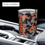 Camouflage Black Orange 20oz Custom Insulated Tumbler with Straw Stainless Steel Travel Cup Personalized Coffee Mug with Cleaning Brush for Hot and Cold Beverage - Image 6