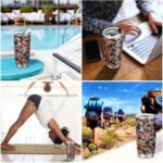 Camouflage Black Orange 20oz Custom Insulated Tumbler with Straw Stainless Steel Travel Cup Personalized Coffee Mug with Cleaning Brush for Hot and Cold Beverage - Image 8