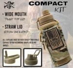 Iron Infidel Battle Bottle - 32 Oz Insulated Water Bottle with Straw Lid & Chug Cap, Stainless Steel Metal Tactical Flask With Rugged, Removable Sleeve for Keys & Phone or Wallet (OCP Camo 1 Liter) - Image 3